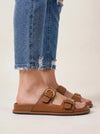 Bucklora Leather Buckle Sandals – Women Comfortable Flat Sandals Summer Casual Slip On Mules