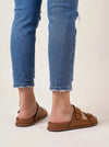 Bucklora Leather Buckle Sandals – Women Comfortable Flat Sandals Summer Casual Slip On Mules