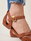 Tressaro Strappy Flat Sandals – Women Ankle Strap Leather Woven Gladiator Summer Casual Sandals