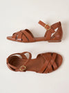 Tressaro Strappy Flat Sandals – Women Ankle Strap Leather Woven Gladiator Summer Casual Sandals