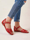 Tressaro Strappy Flat Sandals – Women Ankle Strap Leather Woven Gladiator Summer Casual Sandals