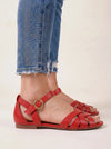 Tressaro Strappy Flat Sandals – Women Ankle Strap Leather Woven Gladiator Summer Casual Sandals