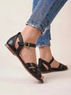 Tressaro Strappy Flat Sandals – Women Ankle Strap Leather Woven Gladiator Summer Casual Sandals