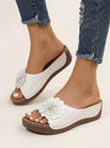 Florea Flower Embellished Platform Sandals – Women Slip-On Wedge Comfort Summer Casual Platform Sandals