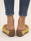 Florea Flower Embellished Platform Sandals – Women Slip-On Wedge Comfort Summer Casual Platform Sandals