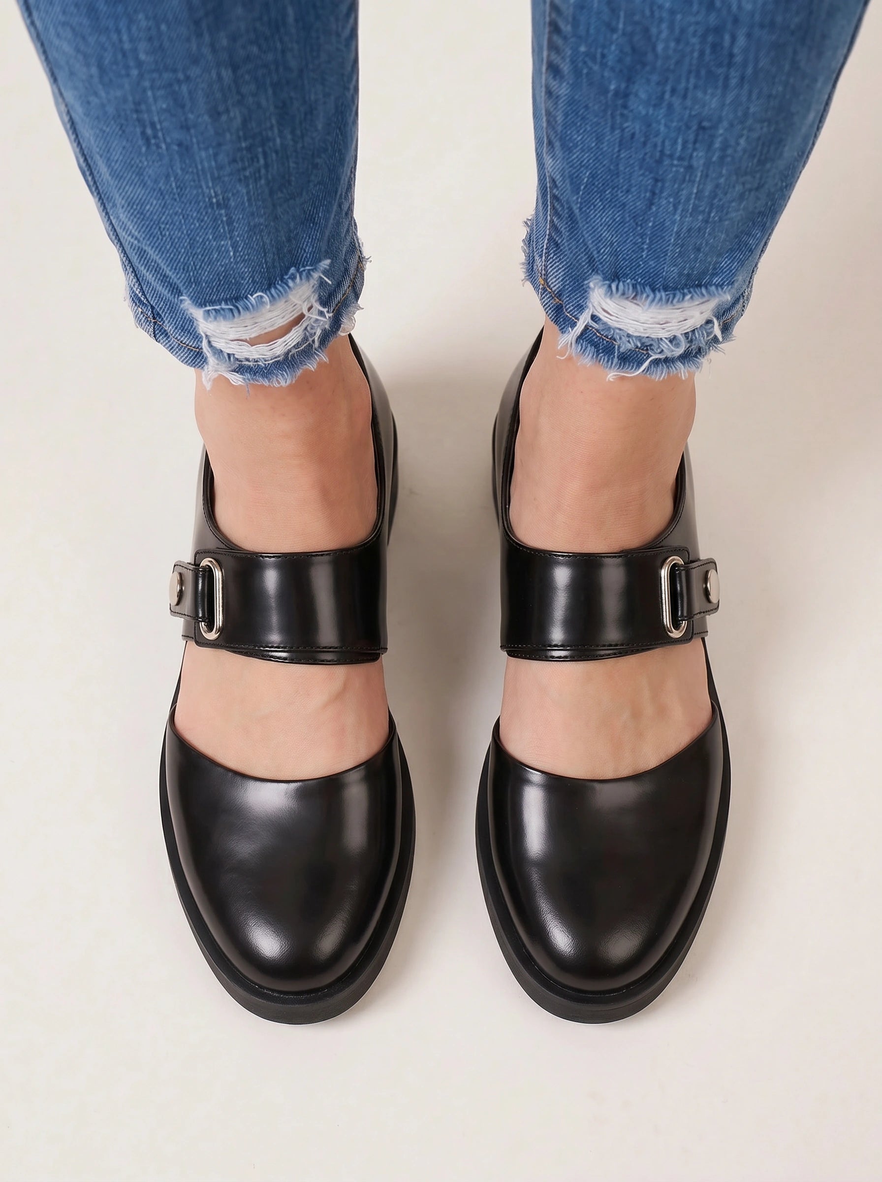 Gravitas Padded Mary Jane Shoes – Black Leather Platform Chunky Sole Women Mary Janes Designer Clogs