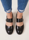 Gravitas Padded Mary Jane Shoes – Black Leather Platform Chunky Sole Women Mary Janes Designer Clogs
