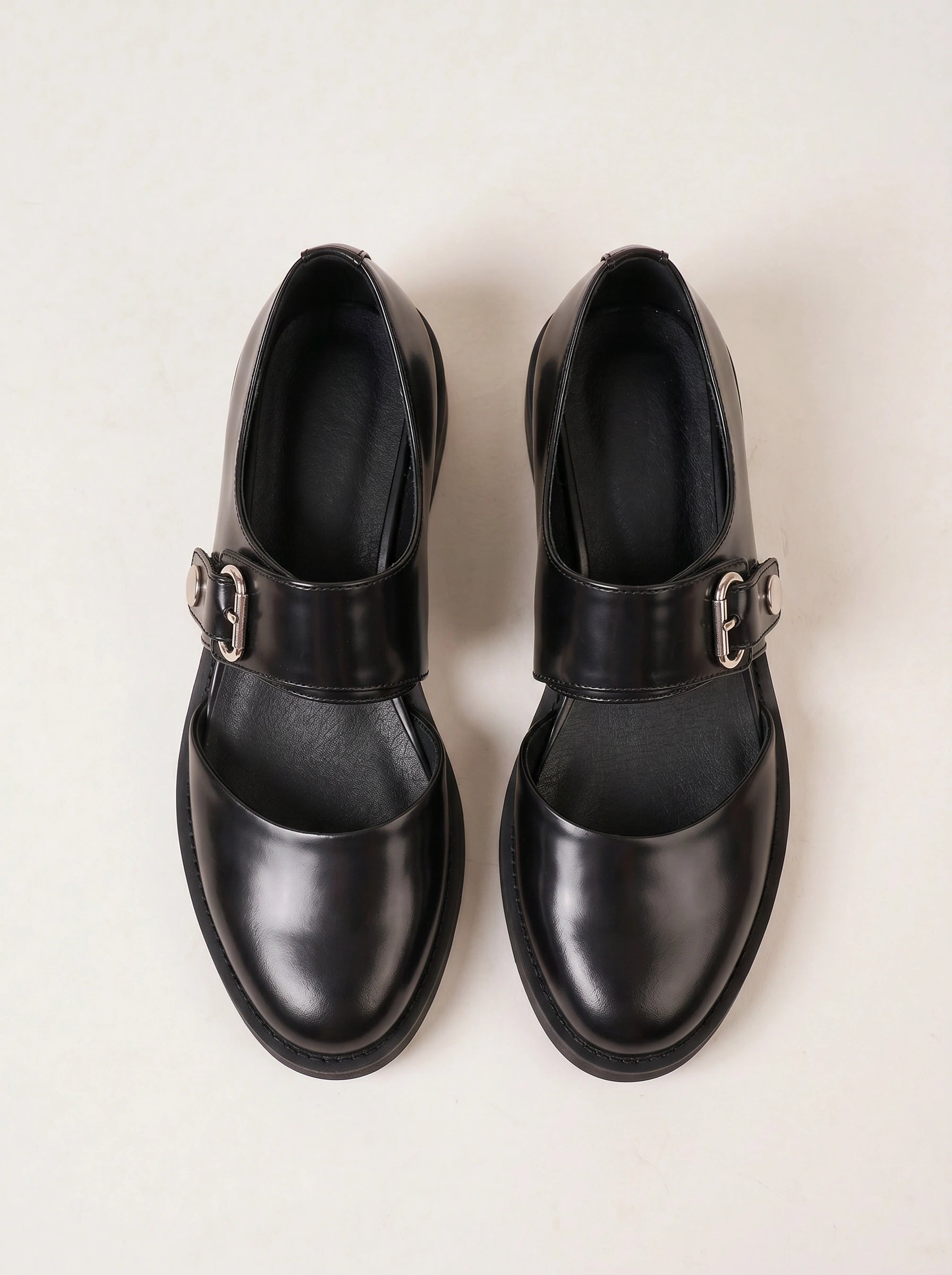 Gravitas Padded Mary Jane Shoes – Black Leather Platform Chunky Sole Women Mary Janes Designer Clogs