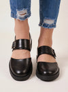 Gravitas Padded Mary Jane Shoes – Black Leather Platform Chunky Sole Women Mary Janes Designer Clogs