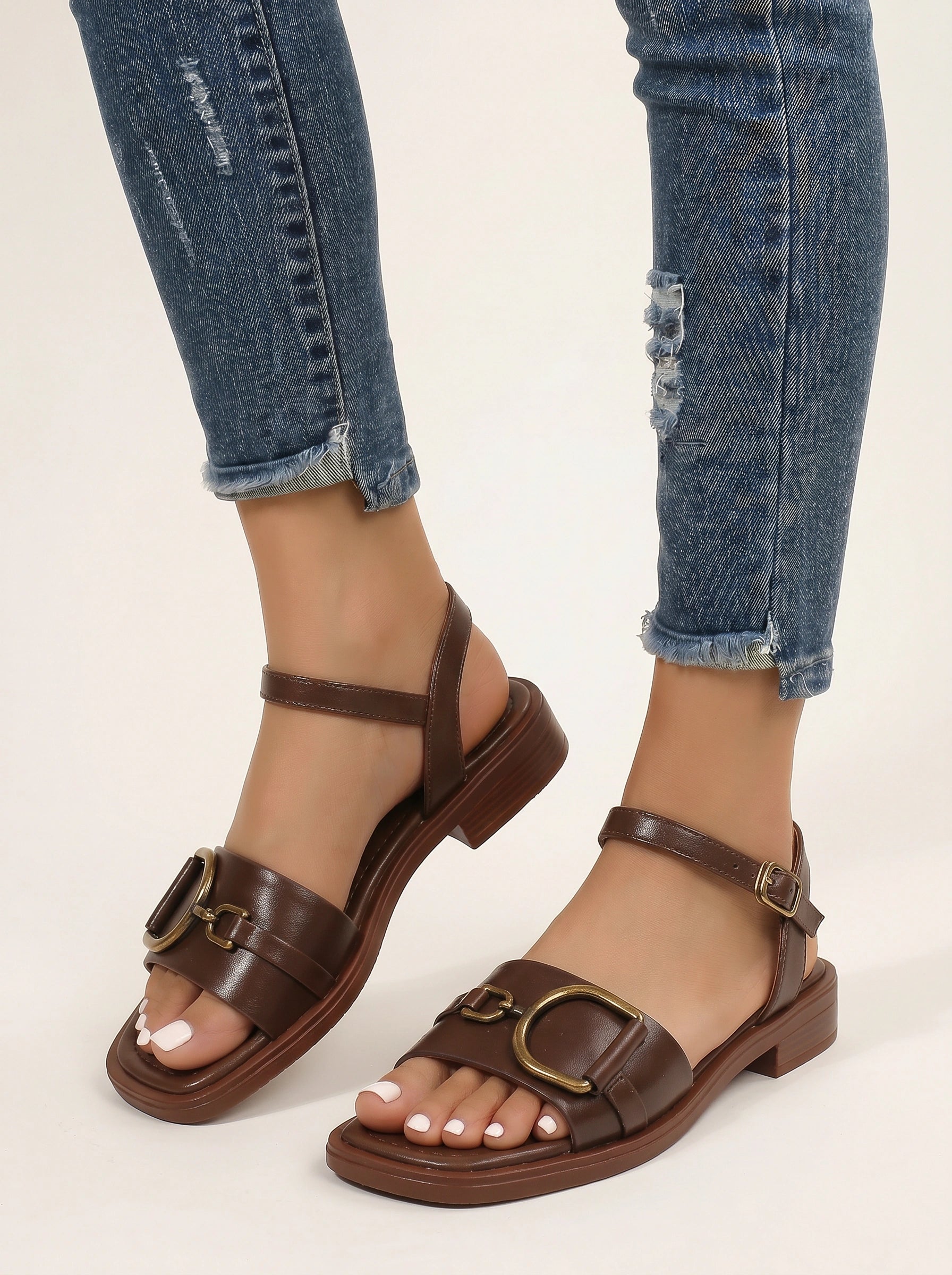Fiboria Gold Buckle Platform Sandals – Platform Sandals Women Black Leather Ankle Strap Chunky Sole
