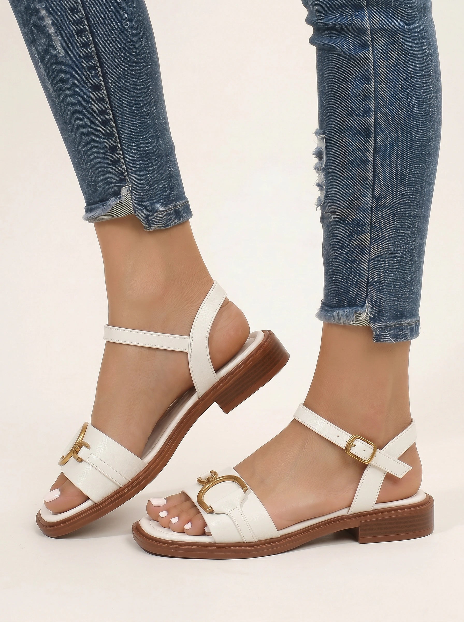 Fiboria Gold Buckle Platform Sandals – Platform Sandals Women Black Leather Ankle Strap Chunky Sole