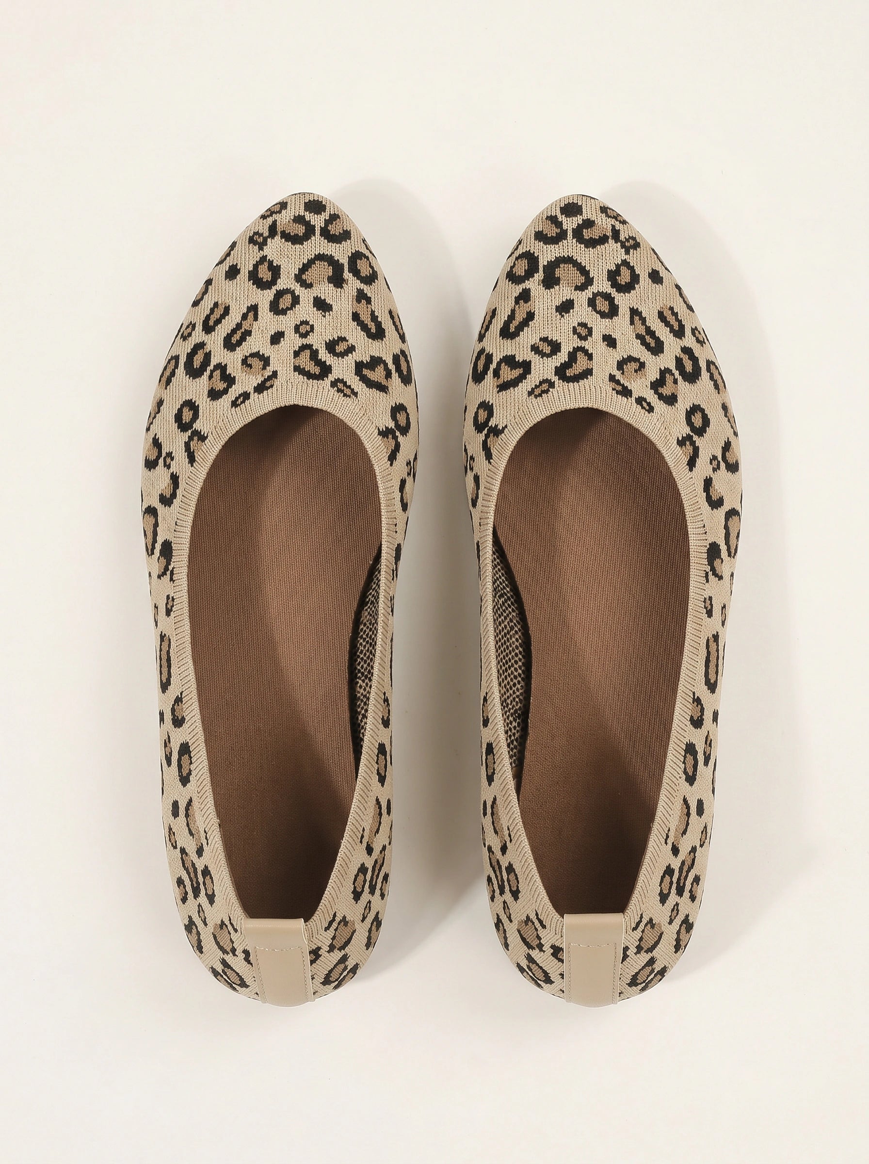 Maculyne Knit Ballet Flats – Leopard Print Women Casual Slip-On Comfortable Ballet Flats