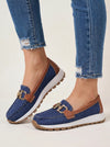 Cadette Chain Loafer Flats – Contrast Stitch Platform Mary Jane Ballet Flats Women Casual Slip On Shoes