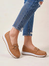 Cadette Chain Loafer Flats – Contrast Stitch Platform Mary Jane Ballet Flats Women Casual Slip On Shoes