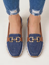 Cadette Chain Loafer Flats – Contrast Stitch Platform Mary Jane Ballet Flats Women Casual Slip On Shoes