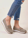 Cadette Chain Loafer Flats – Contrast Stitch Platform Mary Jane Ballet Flats Women Casual Slip On Shoes