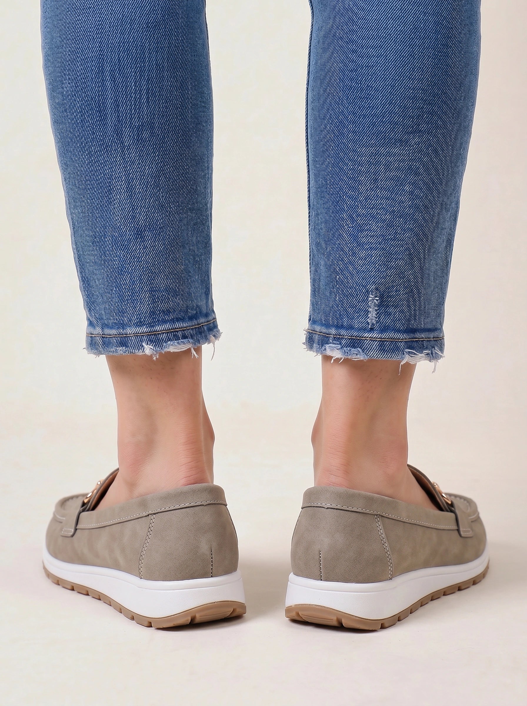 Cadette Chain Loafer Flats – Contrast Stitch Platform Mary Jane Ballet Flats Women Casual Slip On Shoes