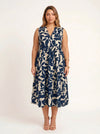 Fogliara V-Neck Tiered Midi Dress – Sleeveless Sundress Women Plus Size Summer Resort Vacation Midi Dress