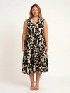 Fogliara V-Neck Tiered Midi Dress – Sleeveless Sundress Women Plus Size Summer Resort Vacation Midi Dress