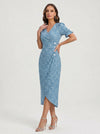 Fioriette Ruffle Sleeve Midi Dress – Women Summer Floral Cocktail Formal Wedding Guest Midi Dress
