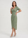 Fioriette Ruffle Sleeve Midi Dress – Women Summer Floral Cocktail Formal Wedding Guest Midi Dress