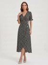 Fioriette Ruffle Sleeve Midi Dress – Women Summer Floral Cocktail Formal Wedding Guest Midi Dress