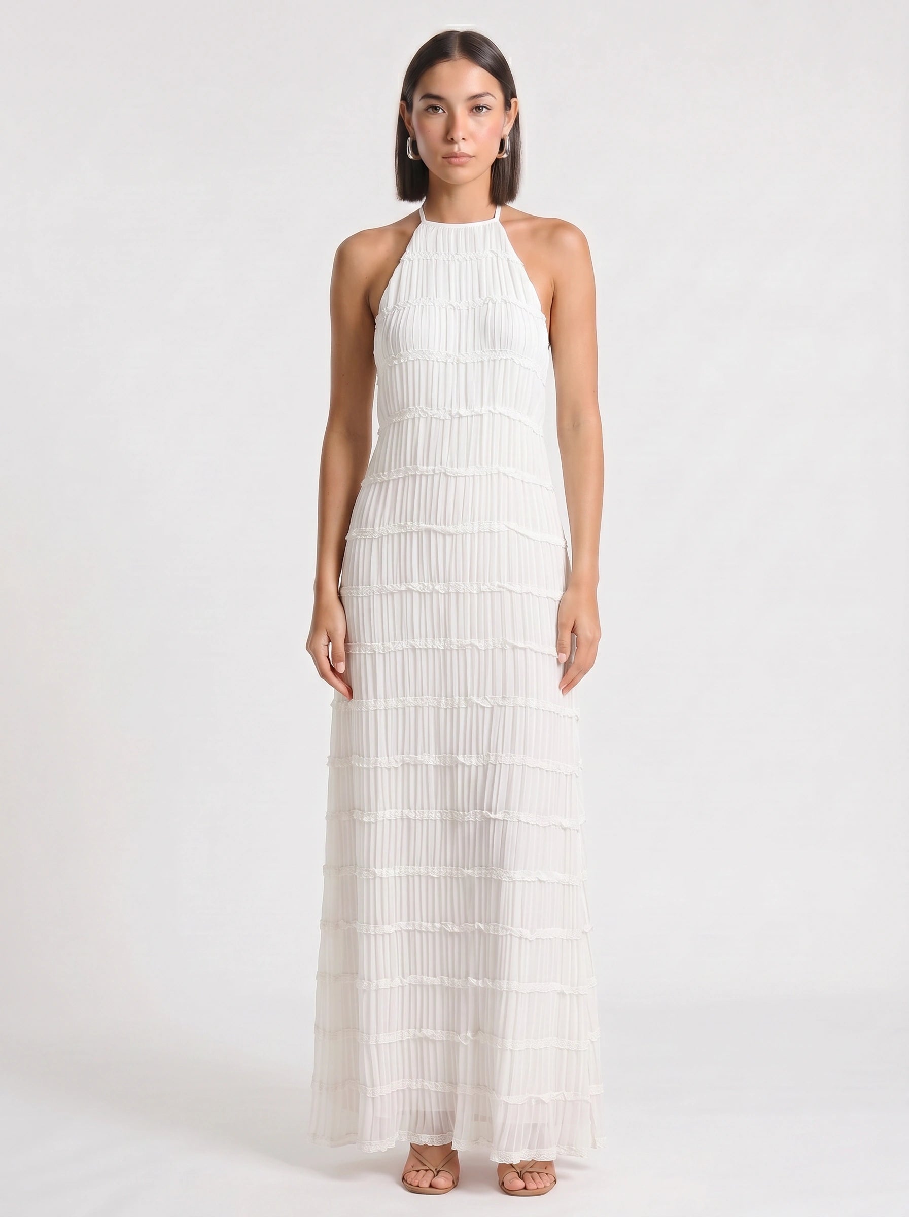 Plissara Tiered Halter Maxi Dress – Maxi Dress Women Formal Wedding Guest Summer Cocktail Dresses Evening