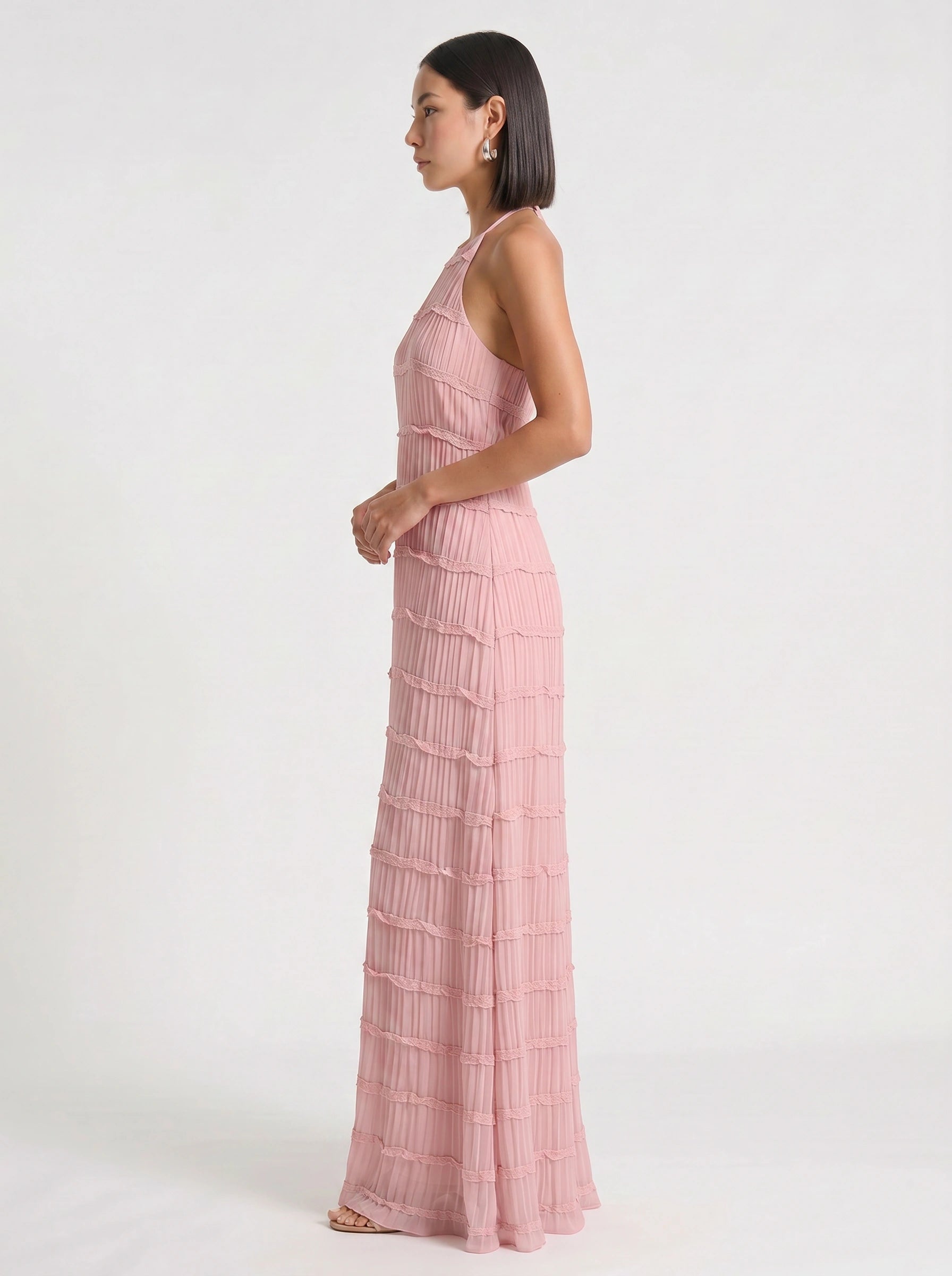 Plissara Tiered Halter Maxi Dress – Maxi Dress Women Formal Wedding Guest Summer Cocktail Dresses Evening