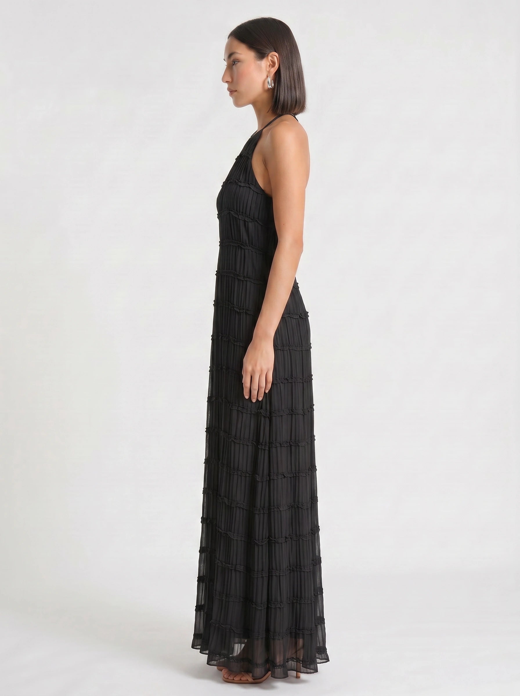 Plissara Tiered Halter Maxi Dress – Maxi Dress Women Formal Wedding Guest Summer Cocktail Dresses Evening