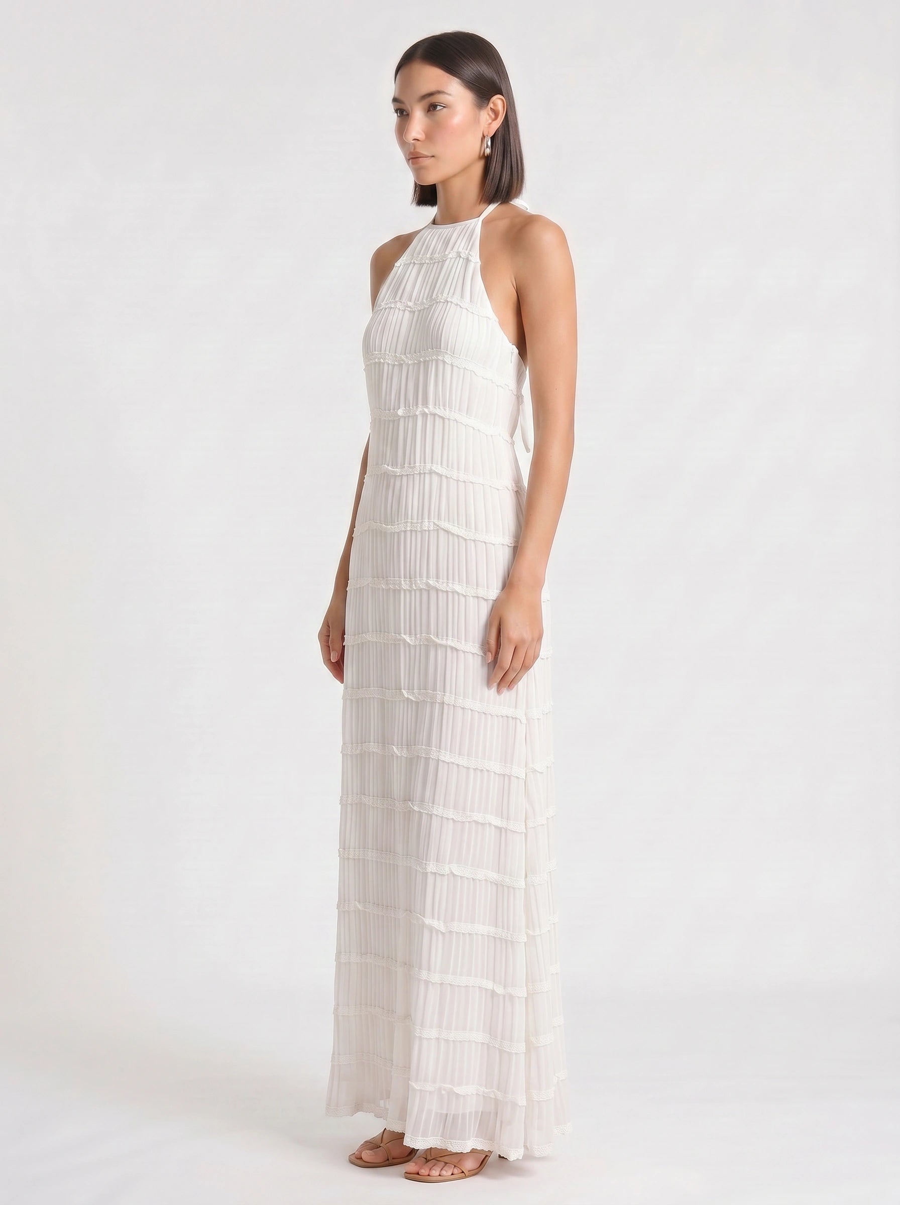 Plissara Tiered Halter Maxi Dress – Maxi Dress Women Formal Wedding Guest Summer Cocktail Dresses Evening