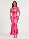 Fiorosa Floral Pink Maxi Dress – Pink Formal Wedding Guest Women Cocktail Evening Maxi Dress