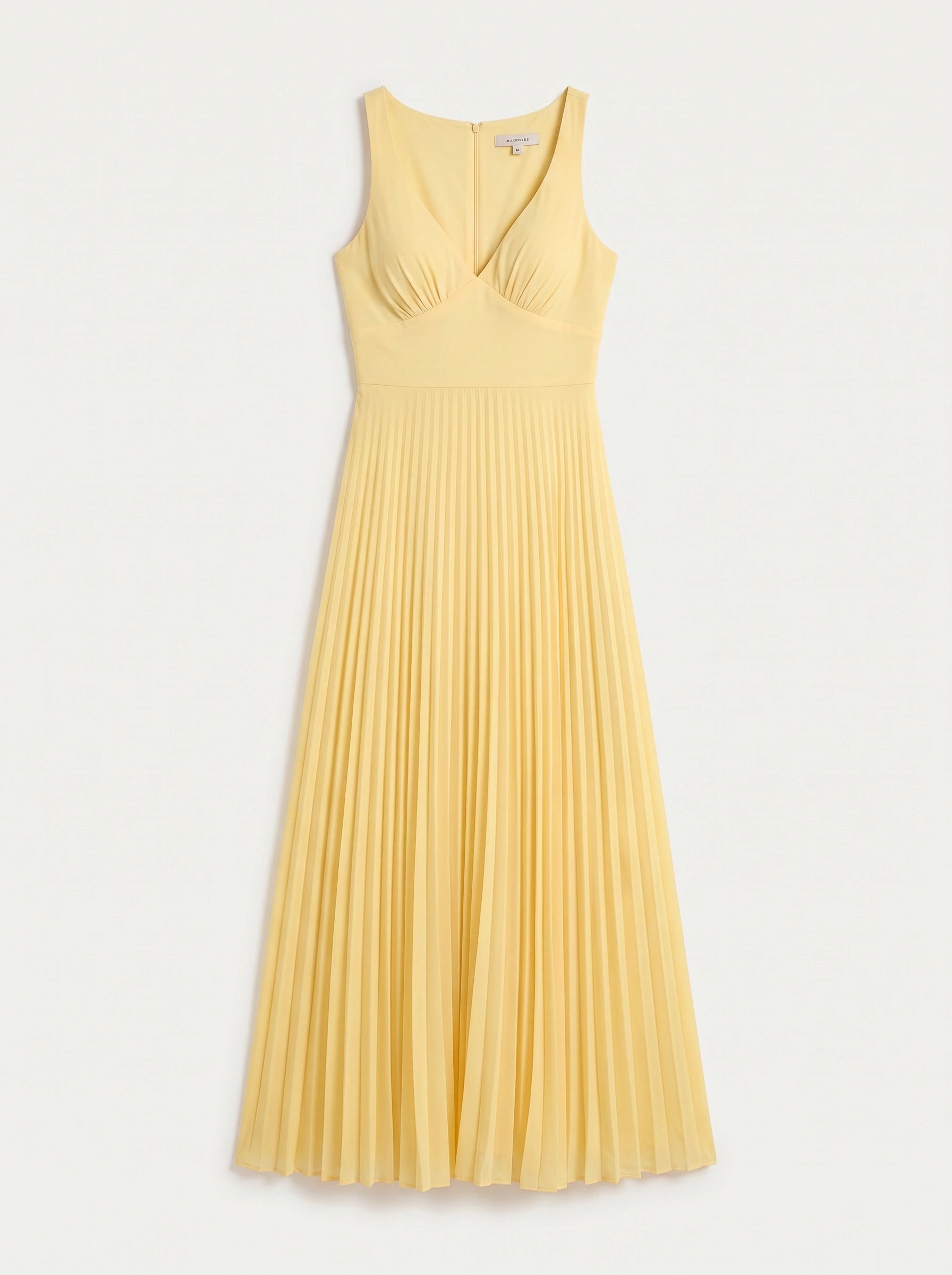 Solaire Pleated V-Neck Maxi Dress – Women Yellow Summer Wedding Guest Cocktail Formal Sundress Maxi Dress