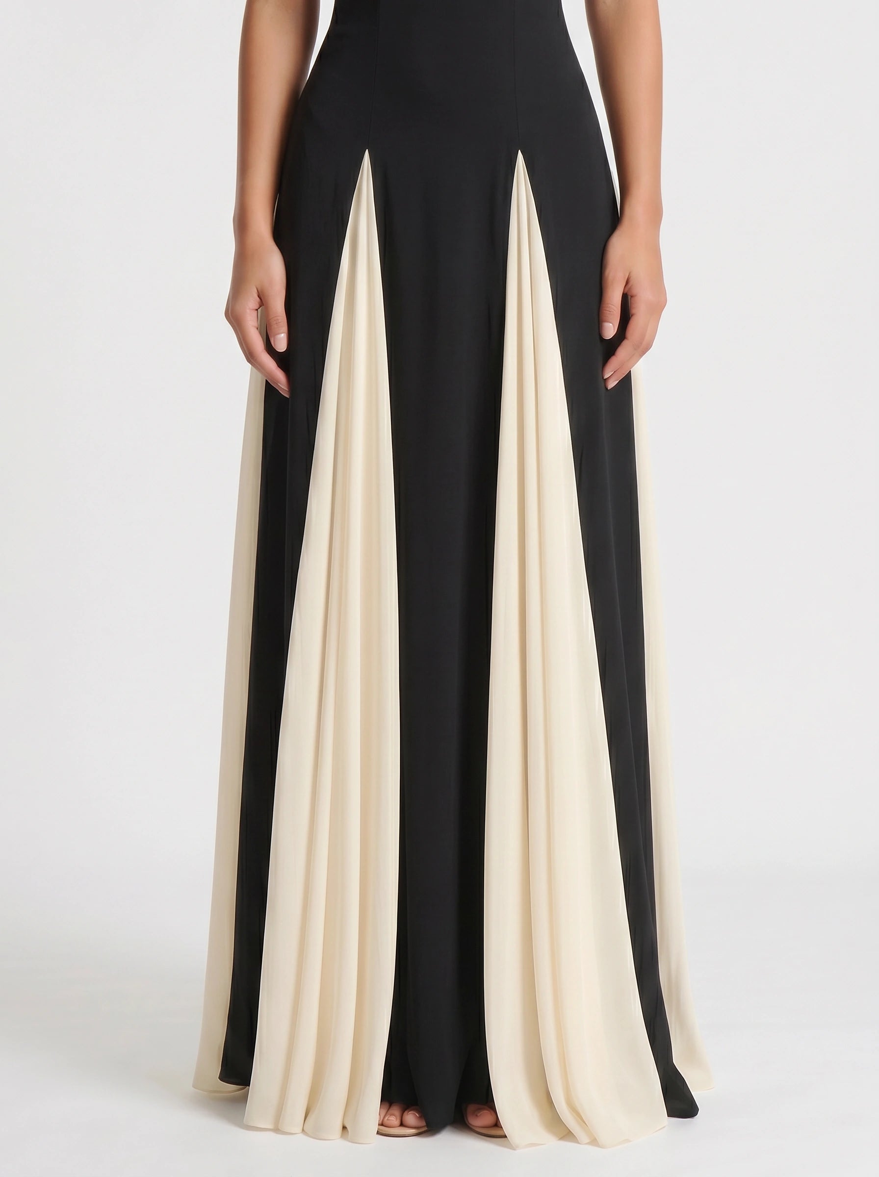 Contrascia Colorblock Maxi Gown Dress – Black White Wedding Guest Formal Evening Women Fall Maxi Dress