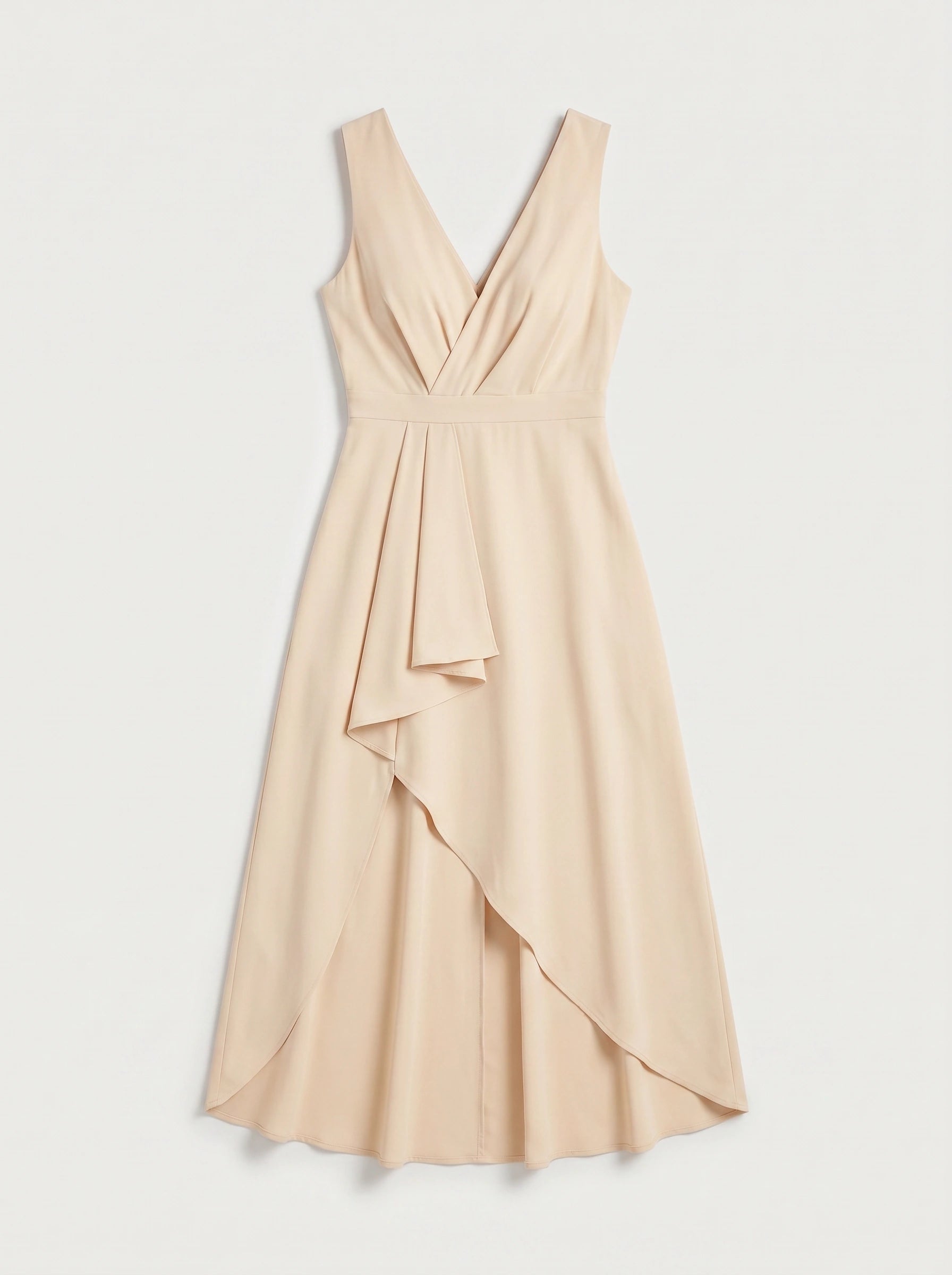 Envela Tuxedo Wrap Midi Dress – Sleeveless Wrap Dress Women Formal Wedding Guest Peach Champagne Midi Dress