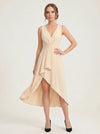 Envela Tuxedo Wrap Midi Dress – Sleeveless Wrap Dress Women Formal Wedding Guest Peach Champagne Midi Dress