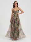 Paintora Tulle Maxi Dress – Wedding Guest Formal Women Watercolor Empire Waist Evening Party Maxi Dress