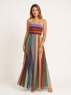 Richroma Strapless Pleated Maxi Dress – Multicolor Striped Wedding Guest Summer Women Formal Maxi Dress