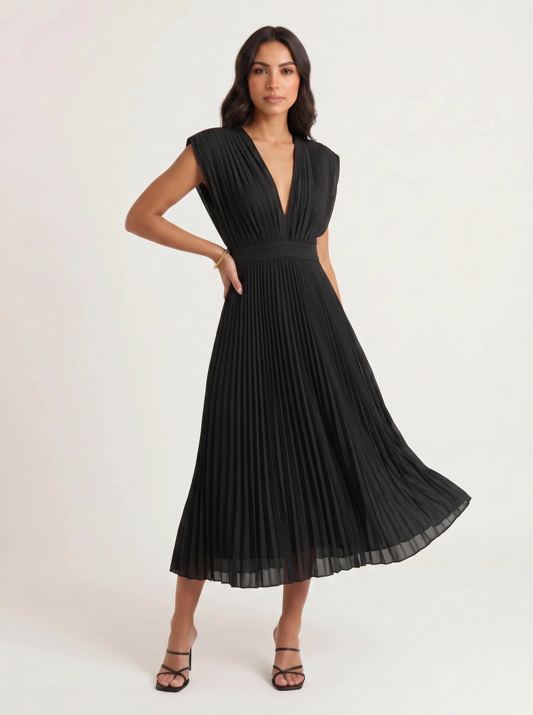Rosenta Pleated Wrap Midi Dress – Midi Dress Women Formal Wedding Guest Evening Elegant Ballet Wrap Top Style