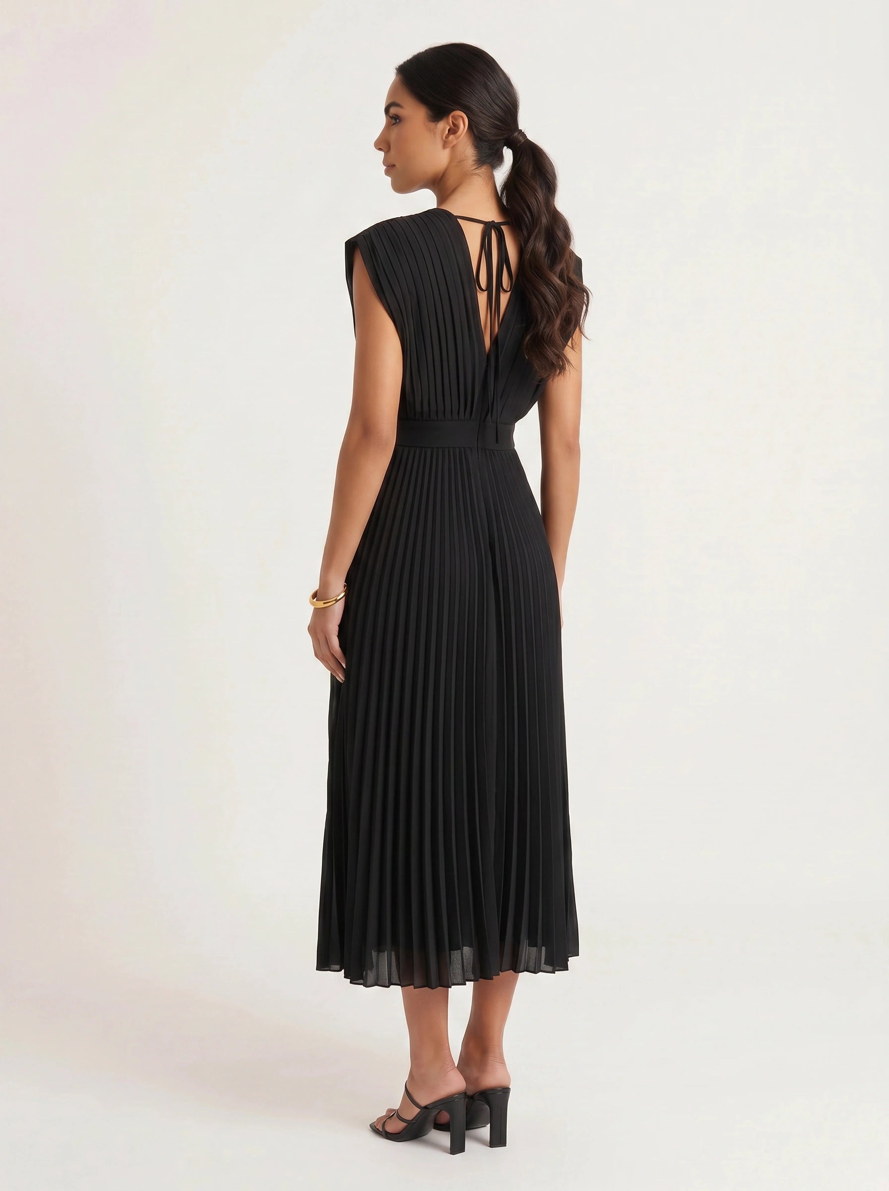 Rosenta Pleated Wrap Midi Dress – Midi Dress Women Formal Wedding Guest Evening Elegant Ballet Wrap Top Style