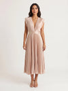 Rosenta Pleated Wrap Midi Dress – Midi Dress Women Formal Wedding Guest Evening Elegant Ballet Wrap Top Style