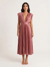 Rosenta Pleated Wrap Midi Dress – Midi Dress Women Formal Wedding Guest Evening Elegant Ballet Wrap Top Style