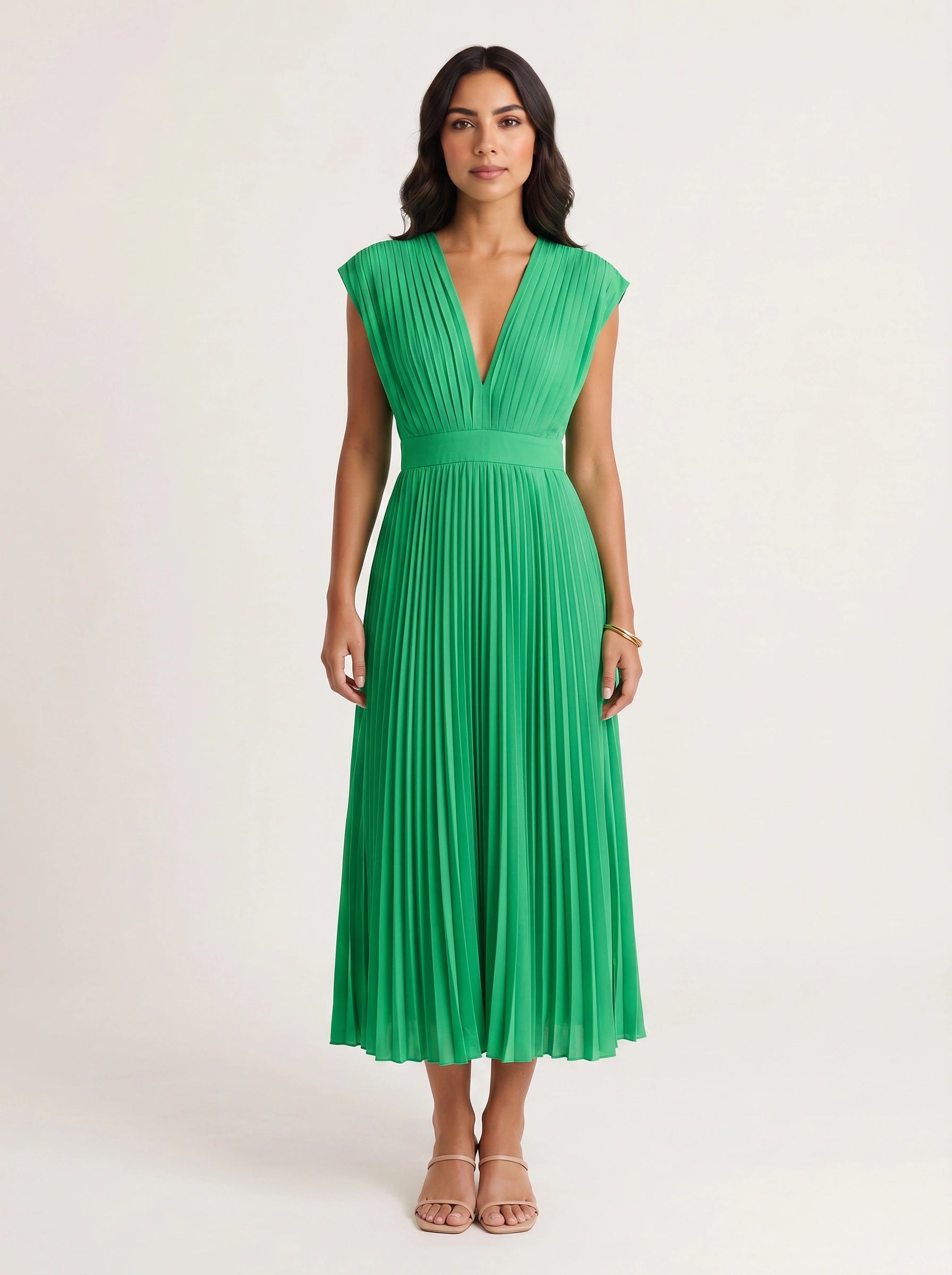 Rosenta Pleated Wrap Midi Dress – Midi Dress Women Formal Wedding Guest Evening Elegant Ballet Wrap Top Style