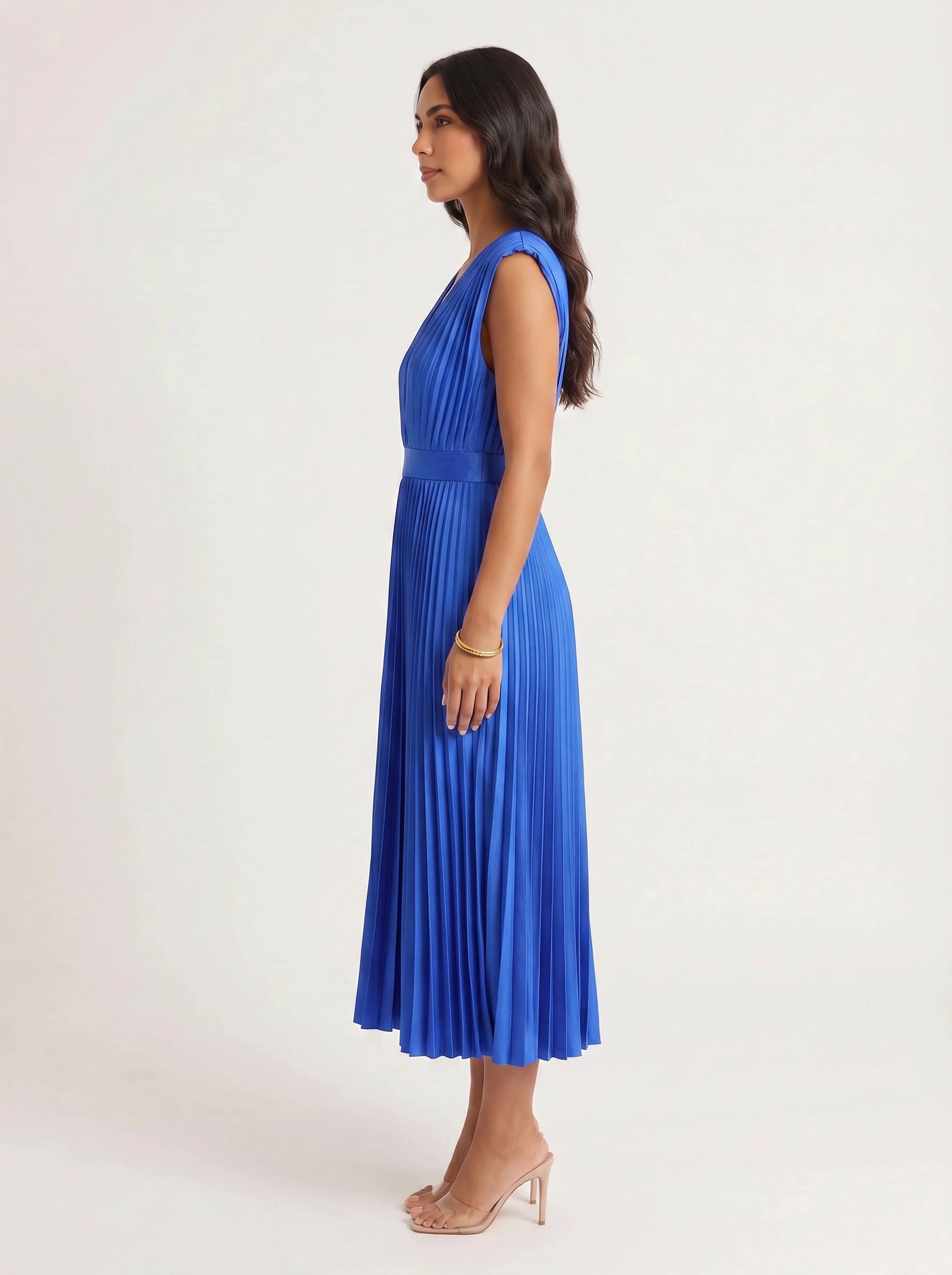 Rosenta Pleated Wrap Midi Dress – Midi Dress Women Formal Wedding Guest Evening Elegant Ballet Wrap Top Style