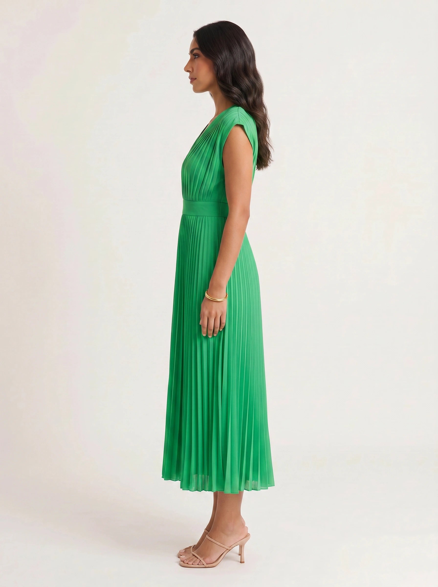 Rosenta Pleated Wrap Midi Dress – Midi Dress Women Formal Wedding Guest Evening Elegant Ballet Wrap Top Style