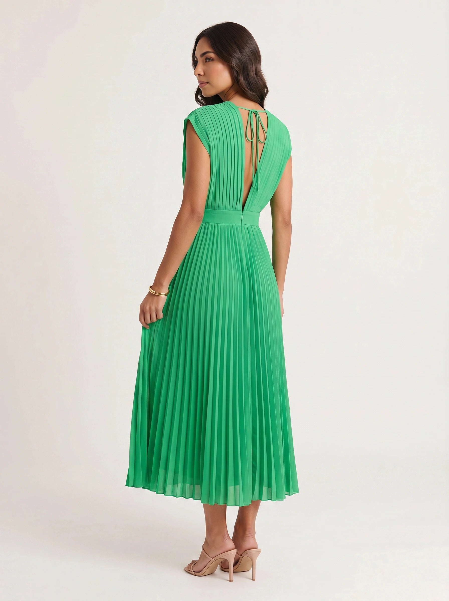 Rosenta Pleated Wrap Midi Dress – Midi Dress Women Formal Wedding Guest Evening Elegant Ballet Wrap Top Style