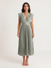 Rosenta Pleated Wrap Midi Dress – Midi Dress Women Formal Wedding Guest Evening Elegant Ballet Wrap Top Style