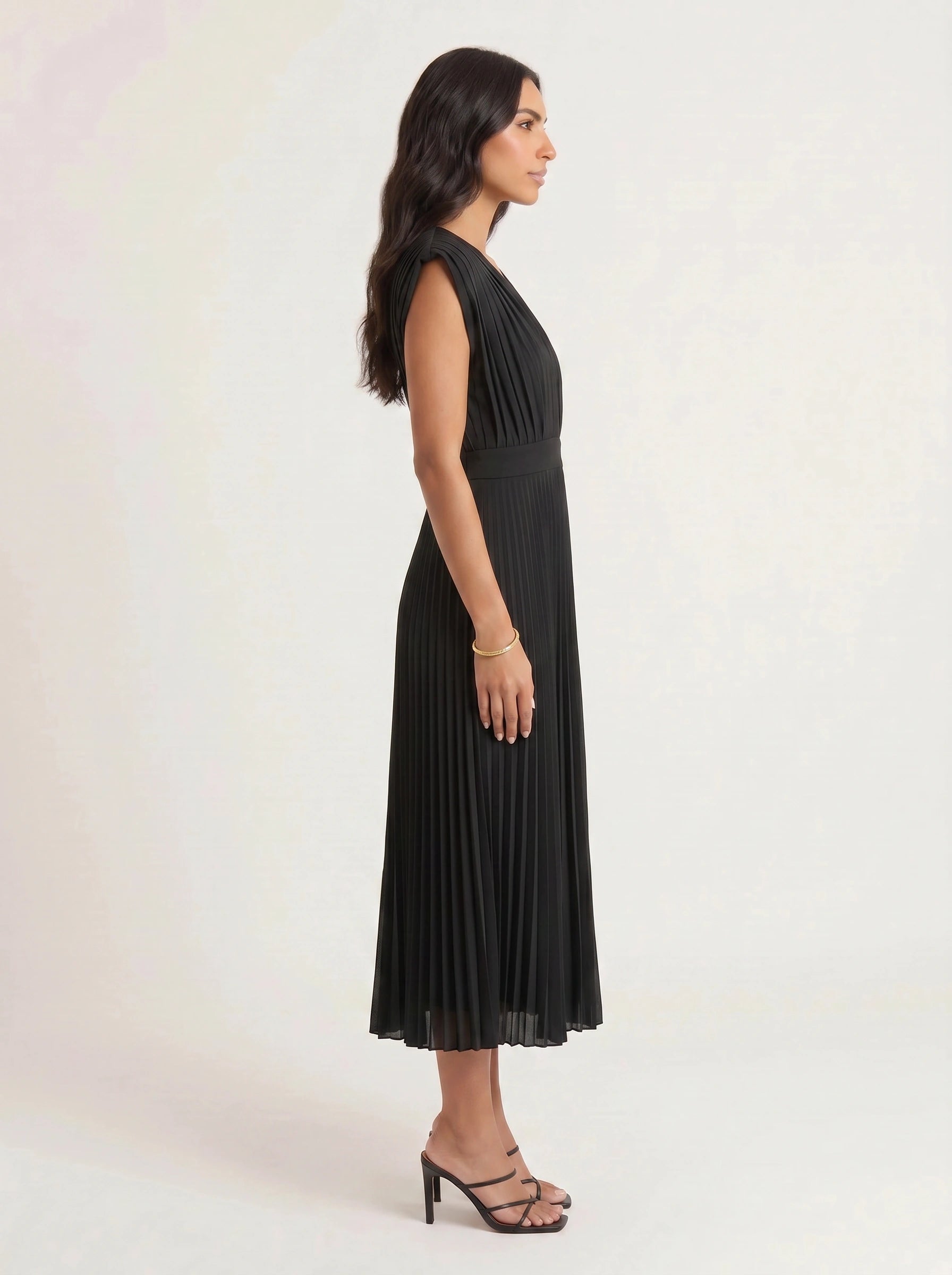 Rosenta Pleated Wrap Midi Dress – Midi Dress Women Formal Wedding Guest Evening Elegant Ballet Wrap Top Style