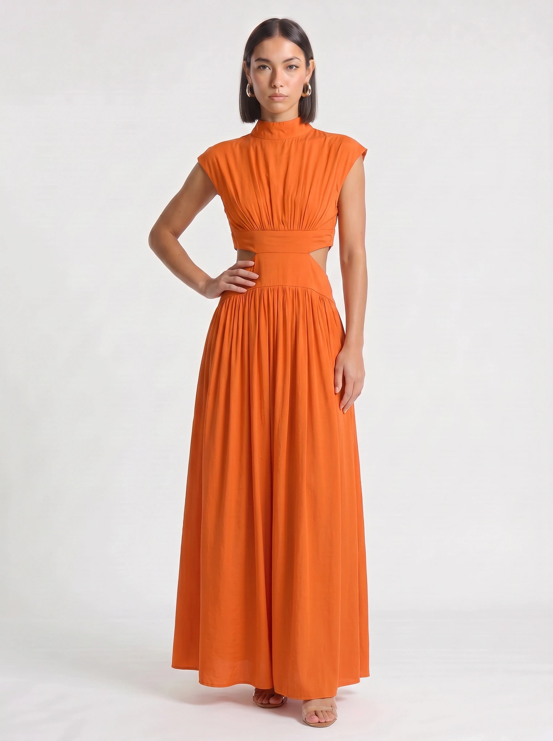 Cielsash High-Neck Cutout Midi Dress – Women Formal Wedding Guest Cocktail Summer Party Elegant Midi Dress