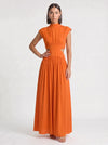Cielsash High-Neck Cutout Midi Dress – Women Formal Wedding Guest Cocktail Summer Party Elegant Midi Dress