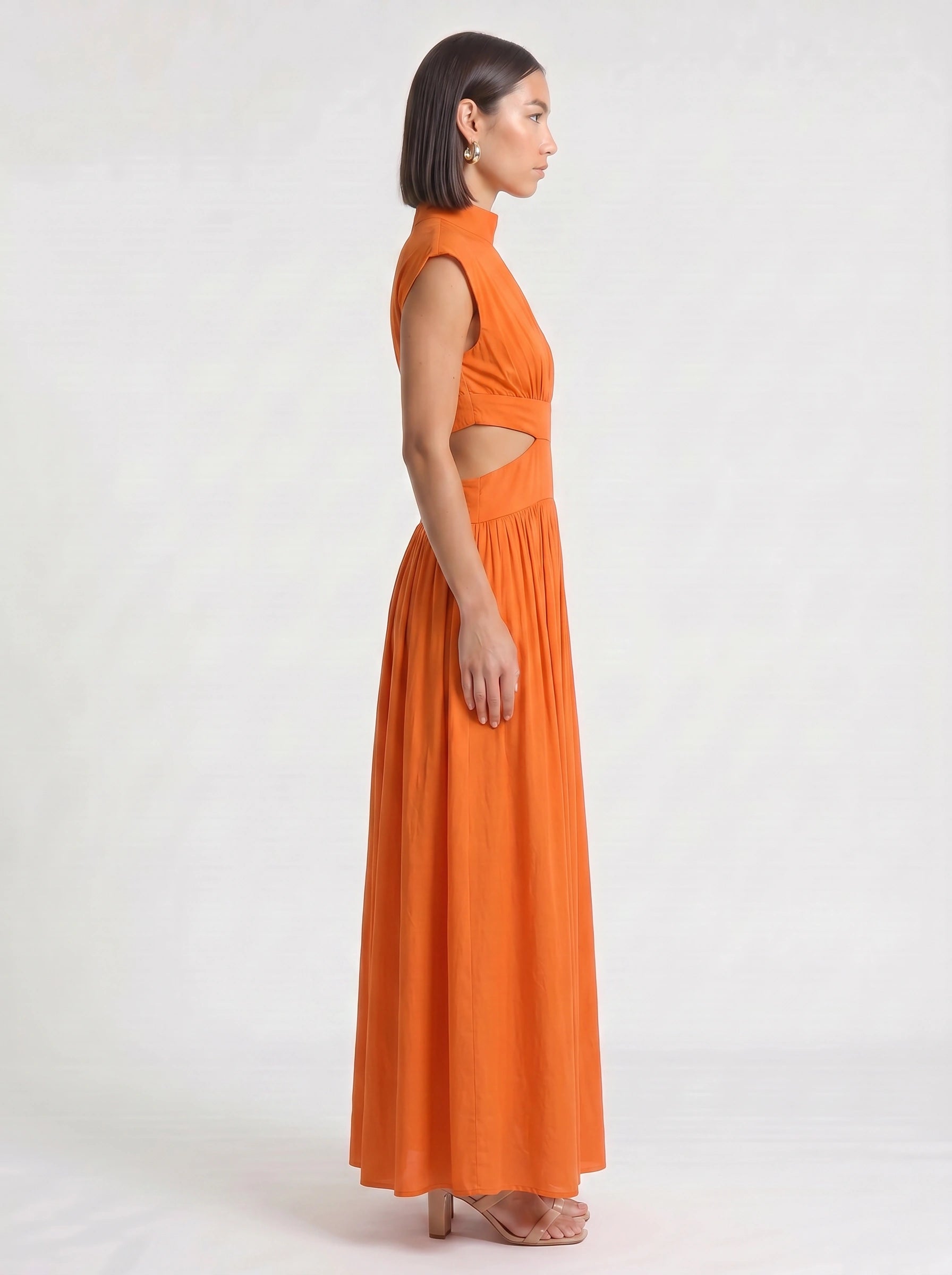 Cielsash High-Neck Cutout Midi Dress – Women Formal Wedding Guest Cocktail Summer Party Elegant Midi Dress